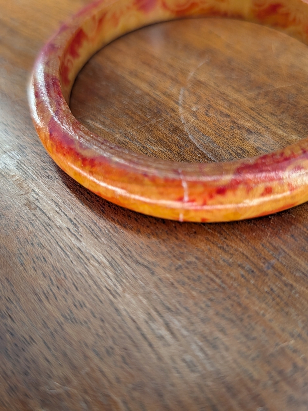 Vintage Mid Century Stacking Bangle Bracelet Lot 6pc Retro Lucite Acrylic Wood - Picture 10 of 16